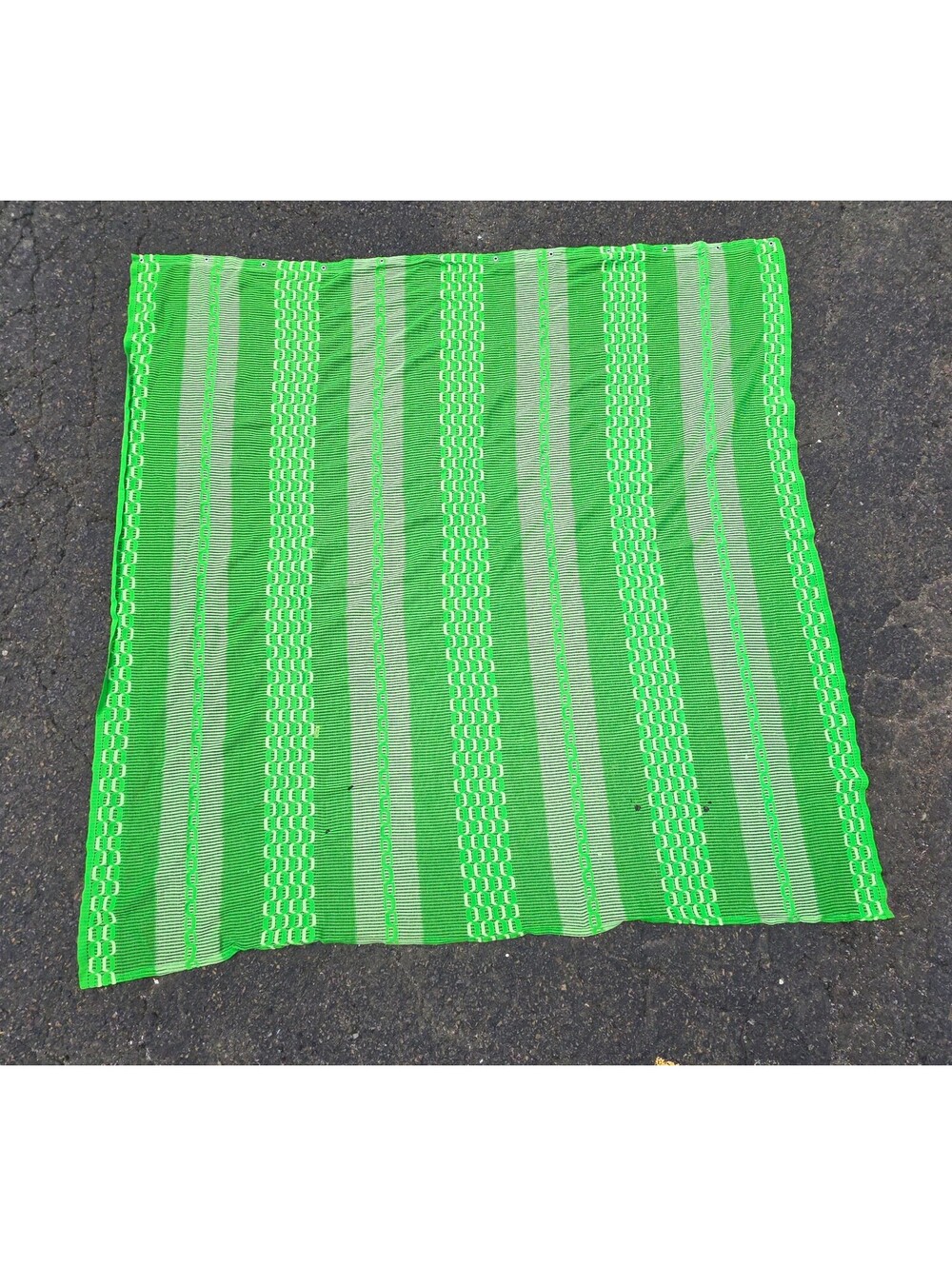 1960s Lime Green Woven Vintage Shower Curtain with Grommets